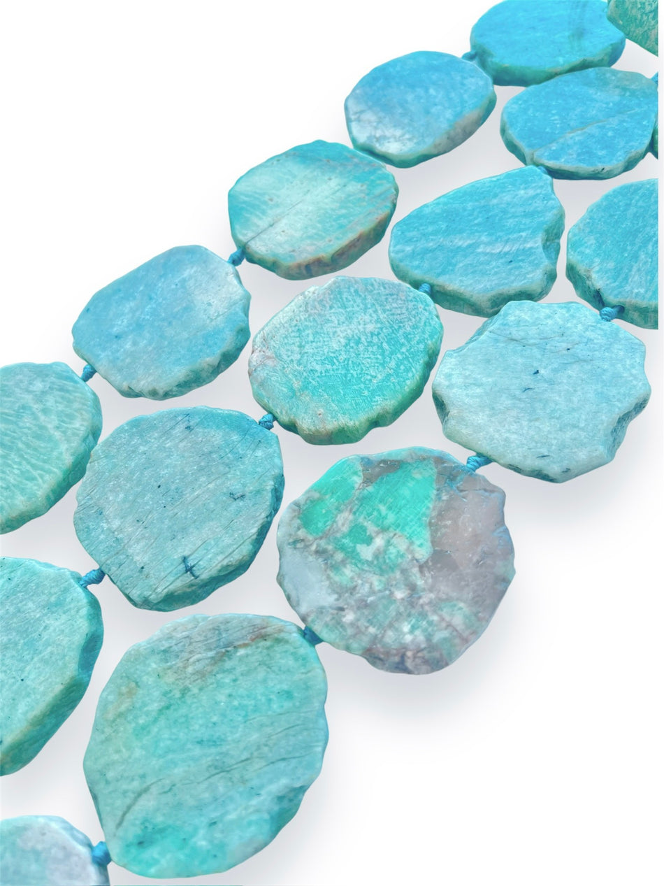 Amazonite Slices Strand, 40-50mm