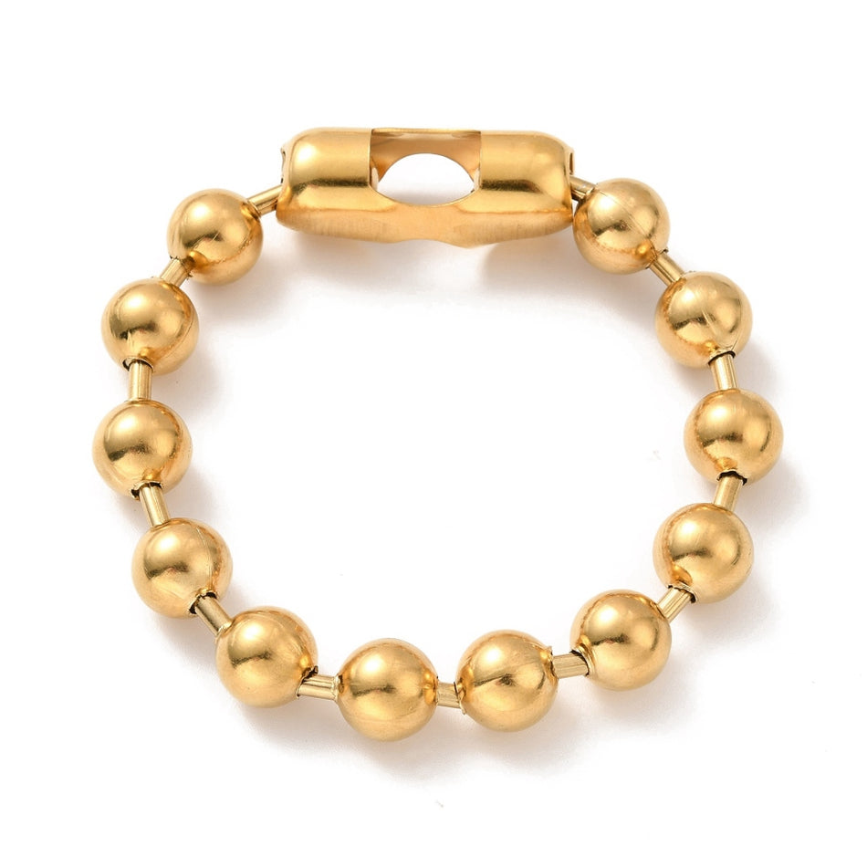 Gold Stainless Steel Ball Chain Bracelet, 8mm