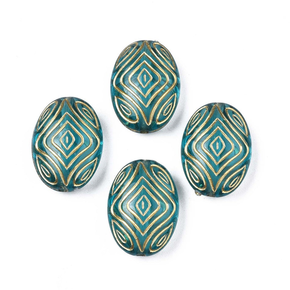 Turquoise Oval Plastic Beads, 25pcs