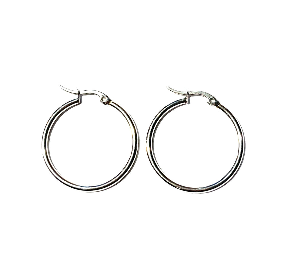 Silver Stainless Steel Earrings Hoop