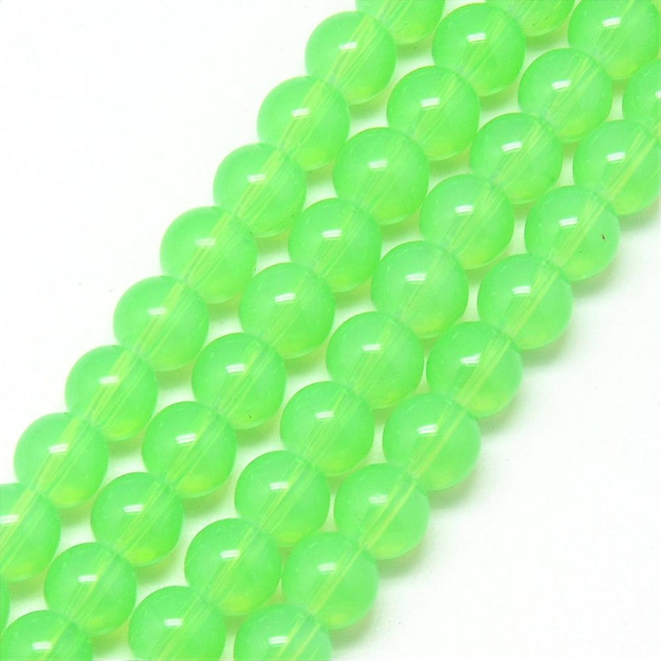 Green Glass Bead Strand 6mm, 31inch Long