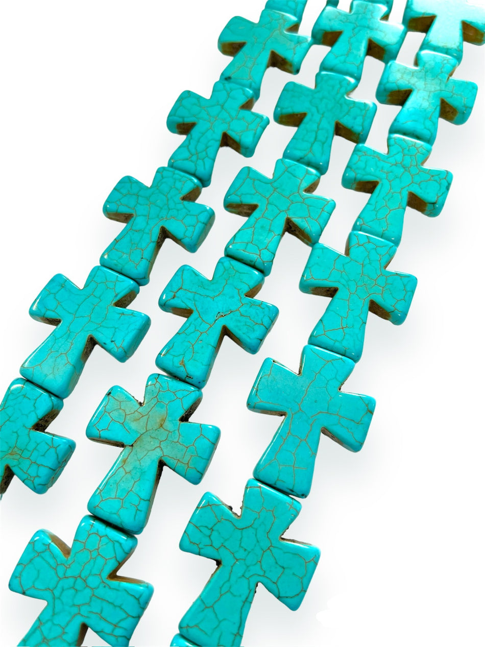 Turquoise Cross Howlite Strand, 40mm