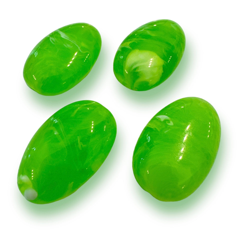 Green Oval Plastic Beads, 5pcs