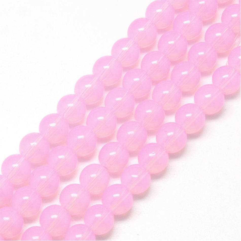 Hilo de cuentas de vidrio rosa de 8 mm, 31 pulgadas de largo