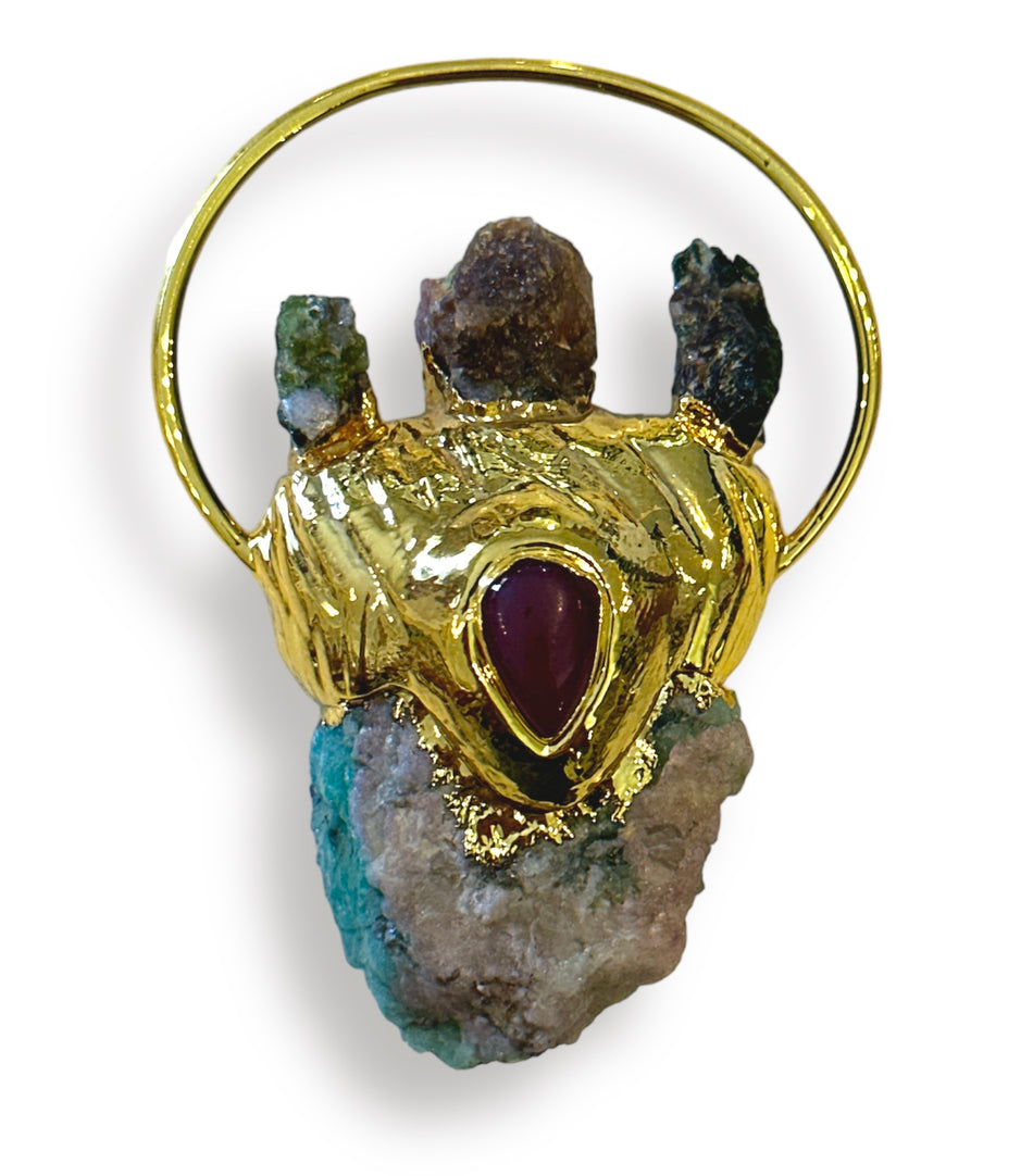 Gold-Gemstone Pendant, 1pc