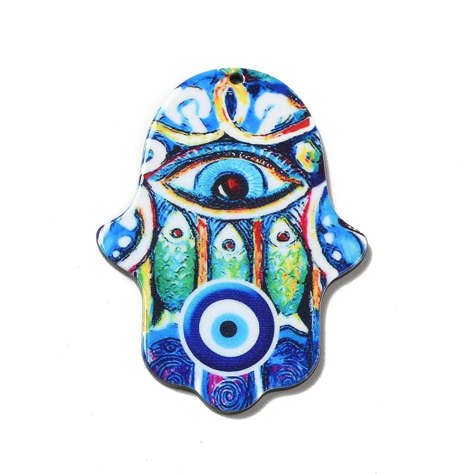 Acrylic Hamsa Pendant, 1pc