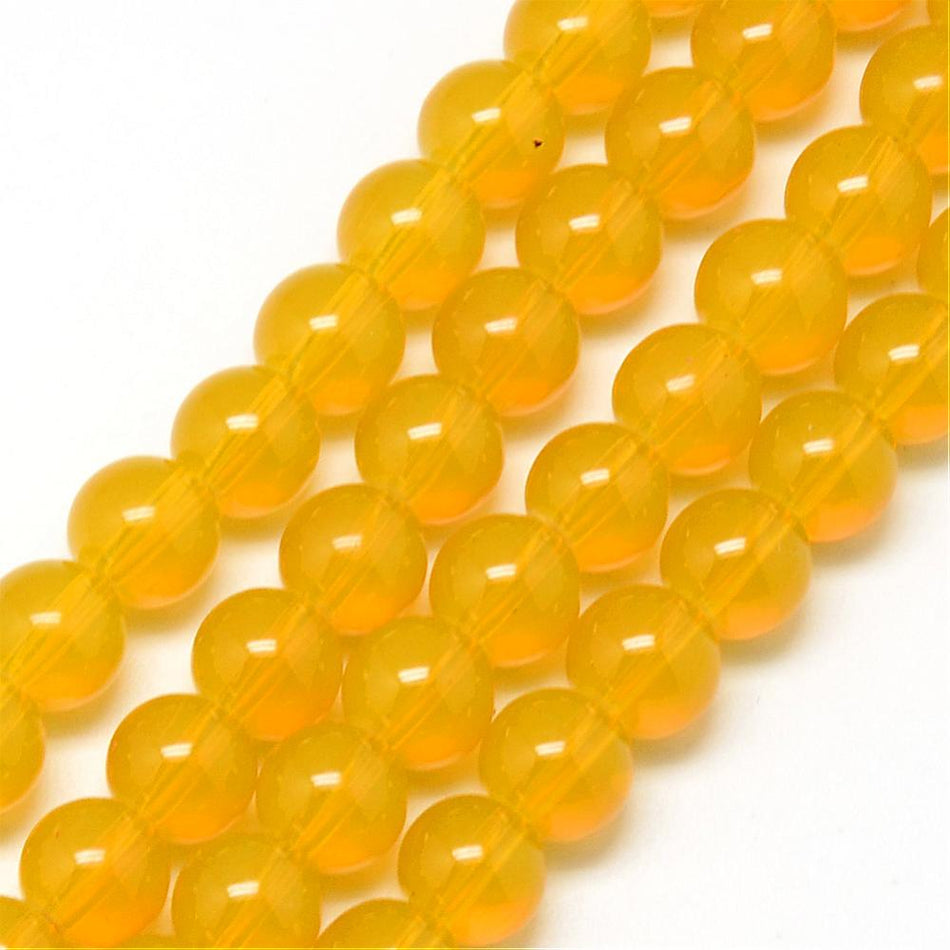 Hilo de cuentas de vidrio amarillo de 8 mm, 31 pulgadas de largo