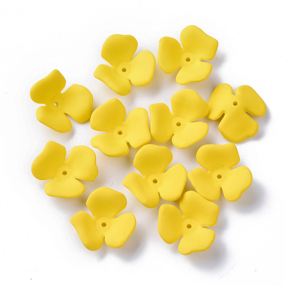 Acrylic Flower Beads, 6pcs