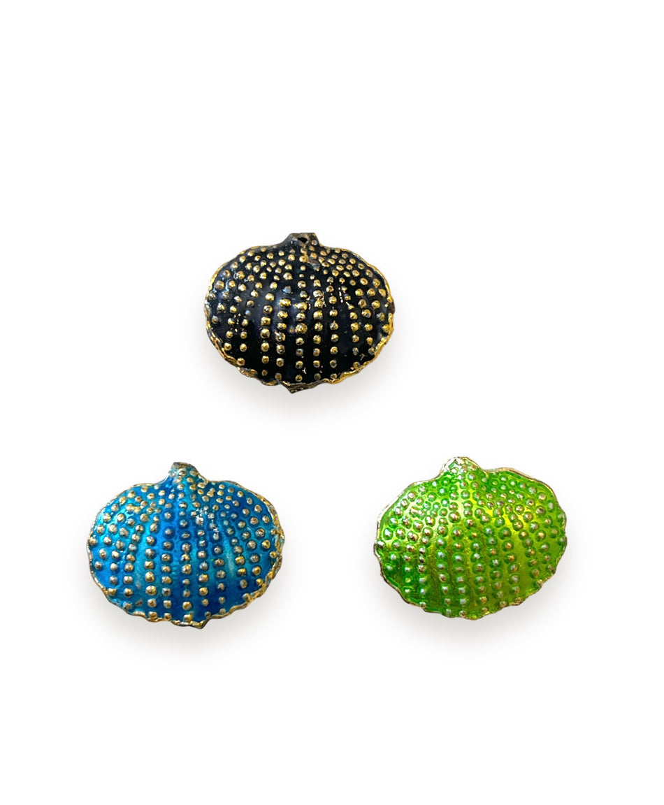 Mix Color Cloisonné Seashell Beads, 3pcs