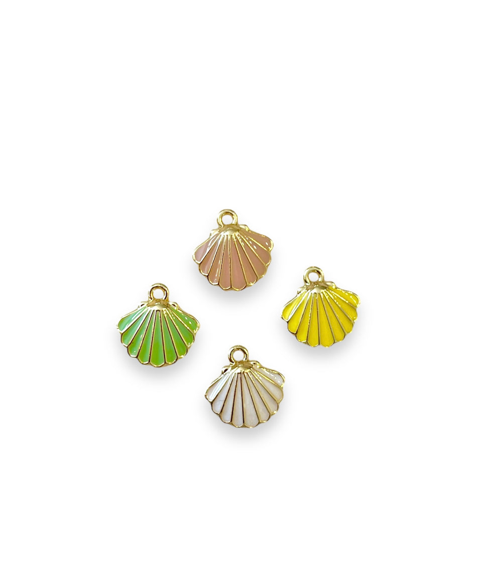 Gold-Filled Mix Color Seashell Charms, 4pcs