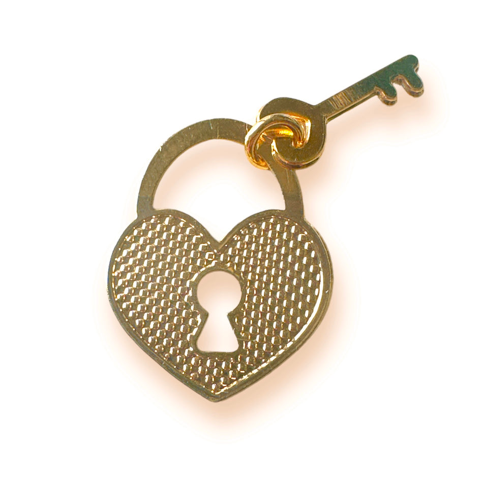 Gold-Filled Heart Lock and Key Pendant, 1pc