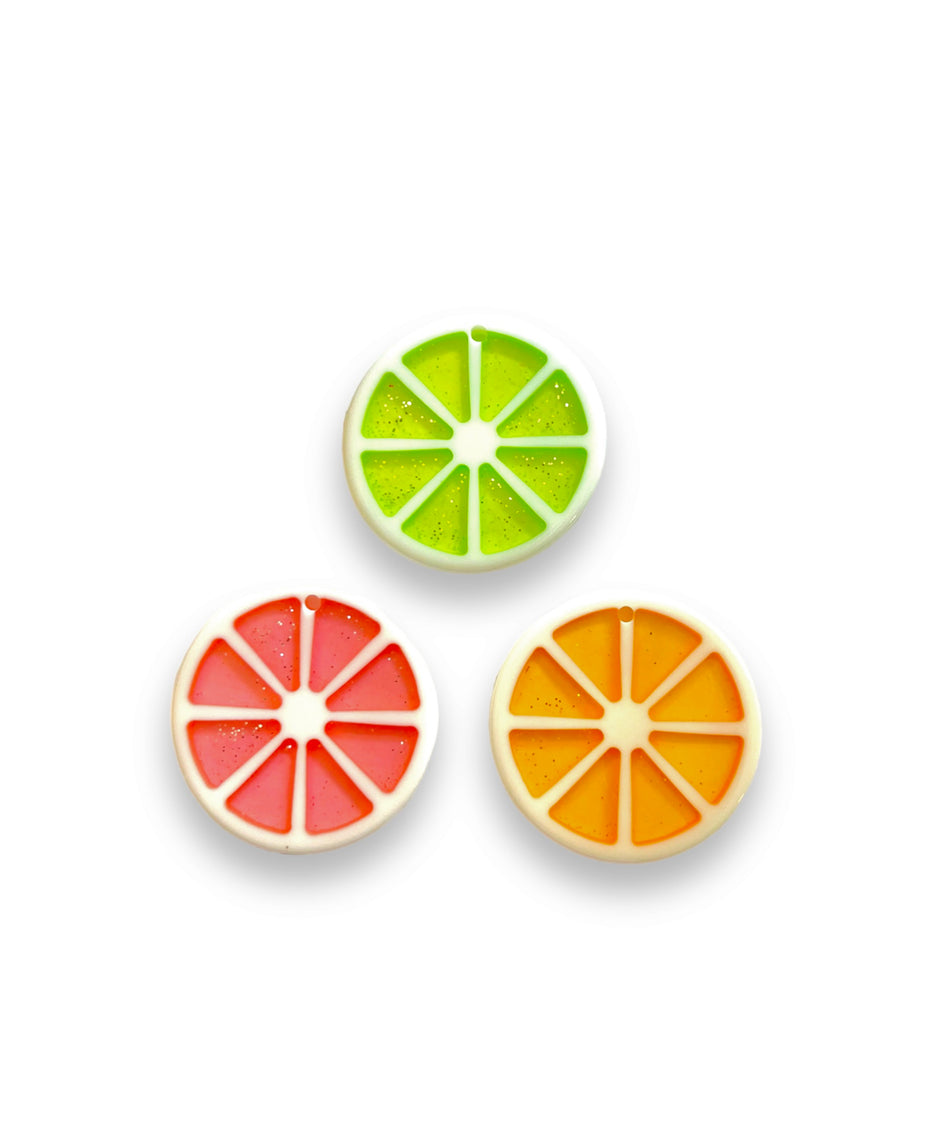 Mix Colored Lemon Acrylic Pendants, 6pcs