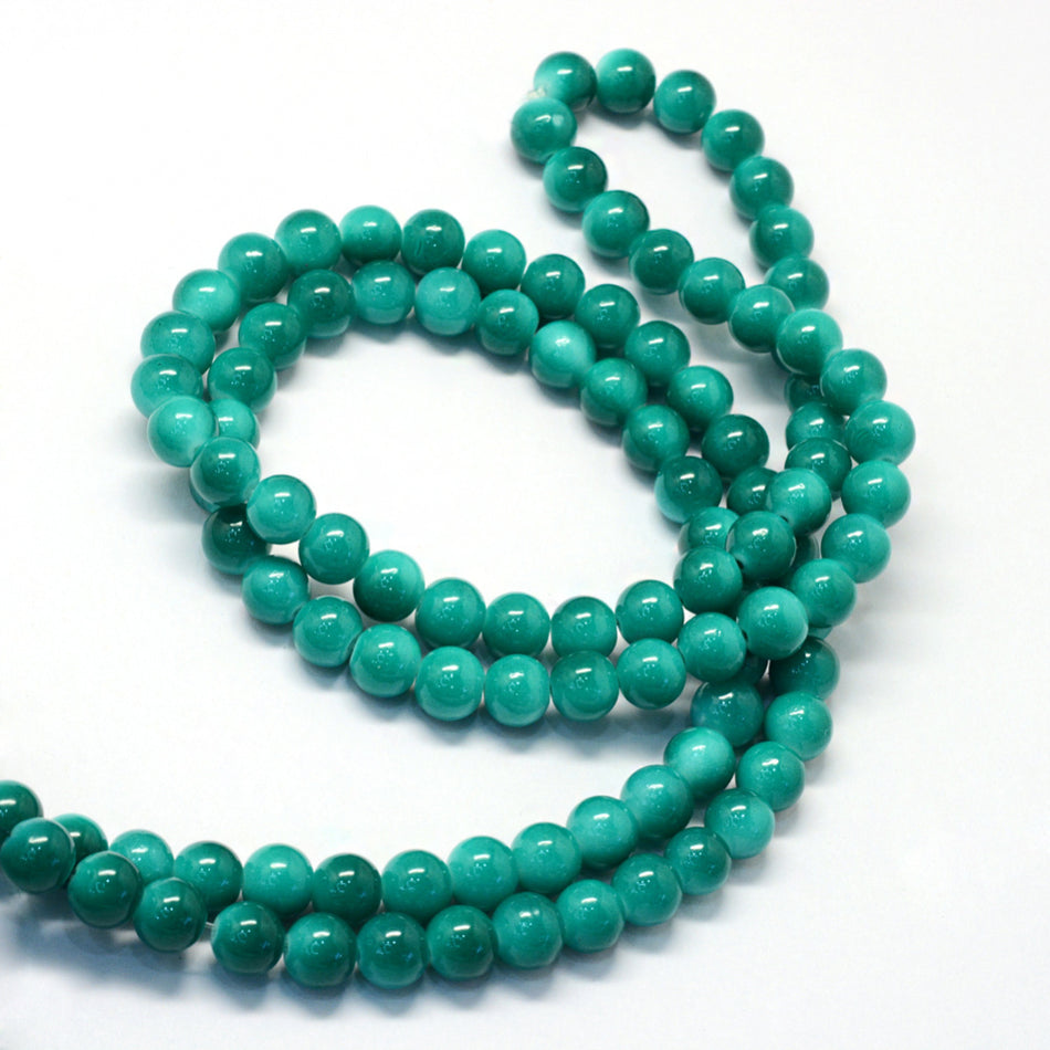 Teal Glass Bead Strand 8mm, 31inch Long