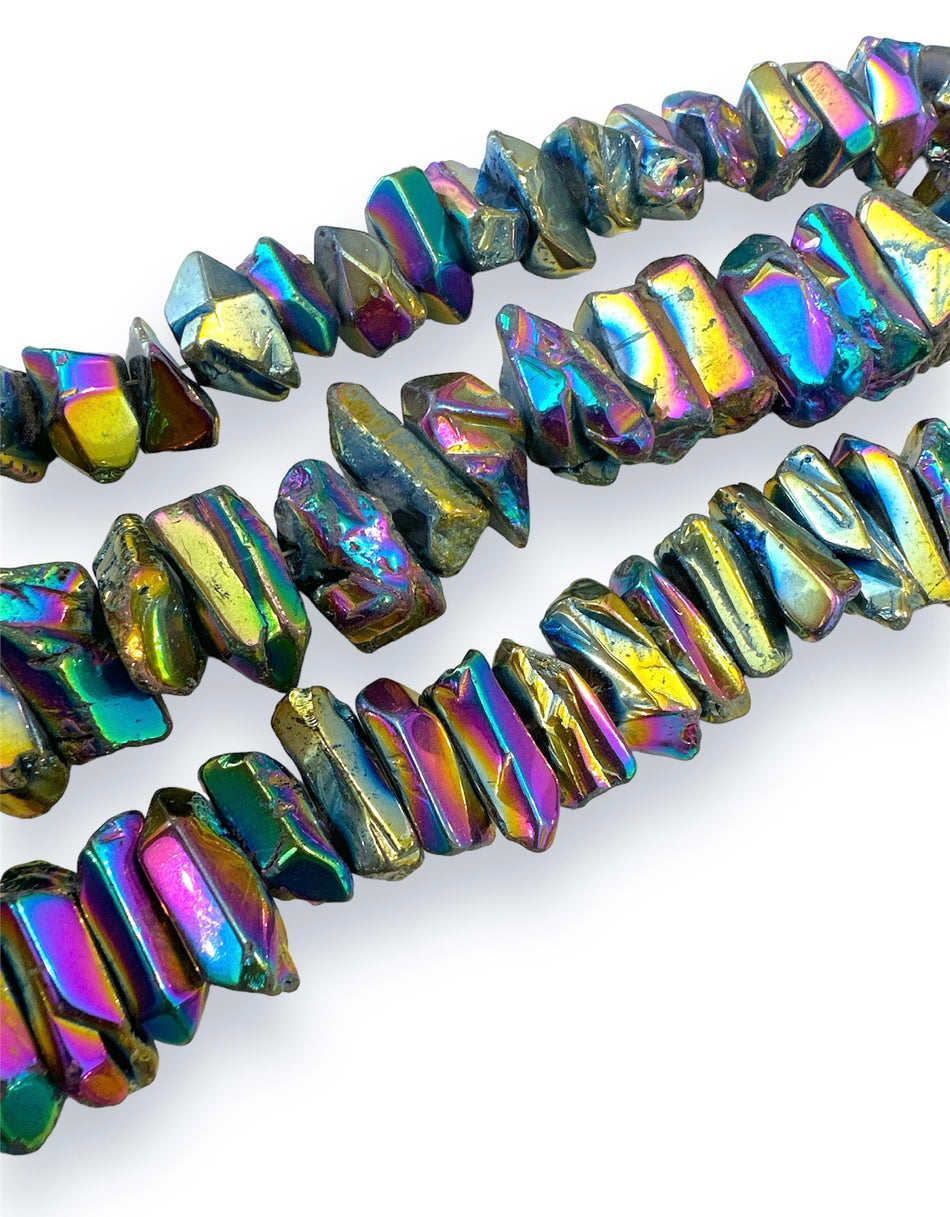 Titanium Aura Nugget Quartz Strand