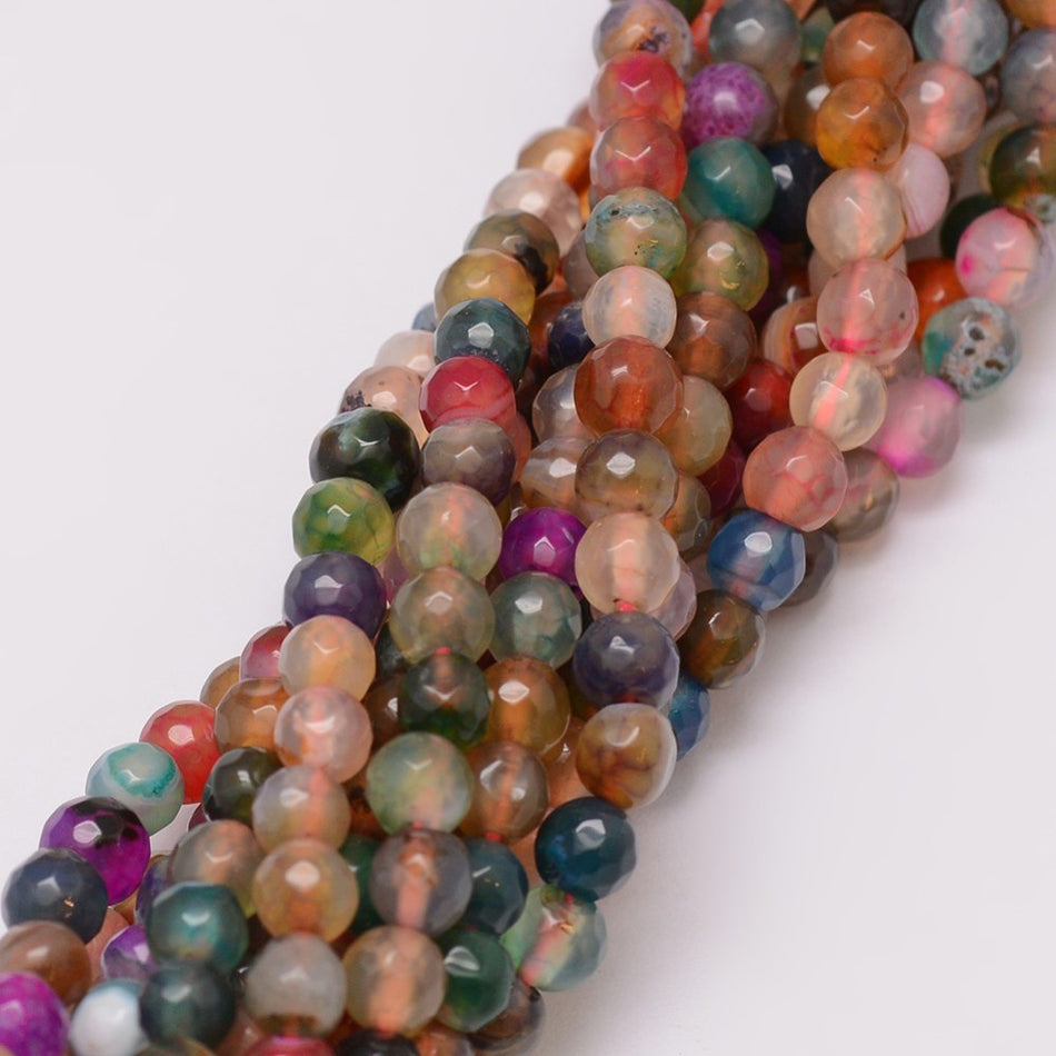 Multi-Color Faceted Agate Strand, 57pcs