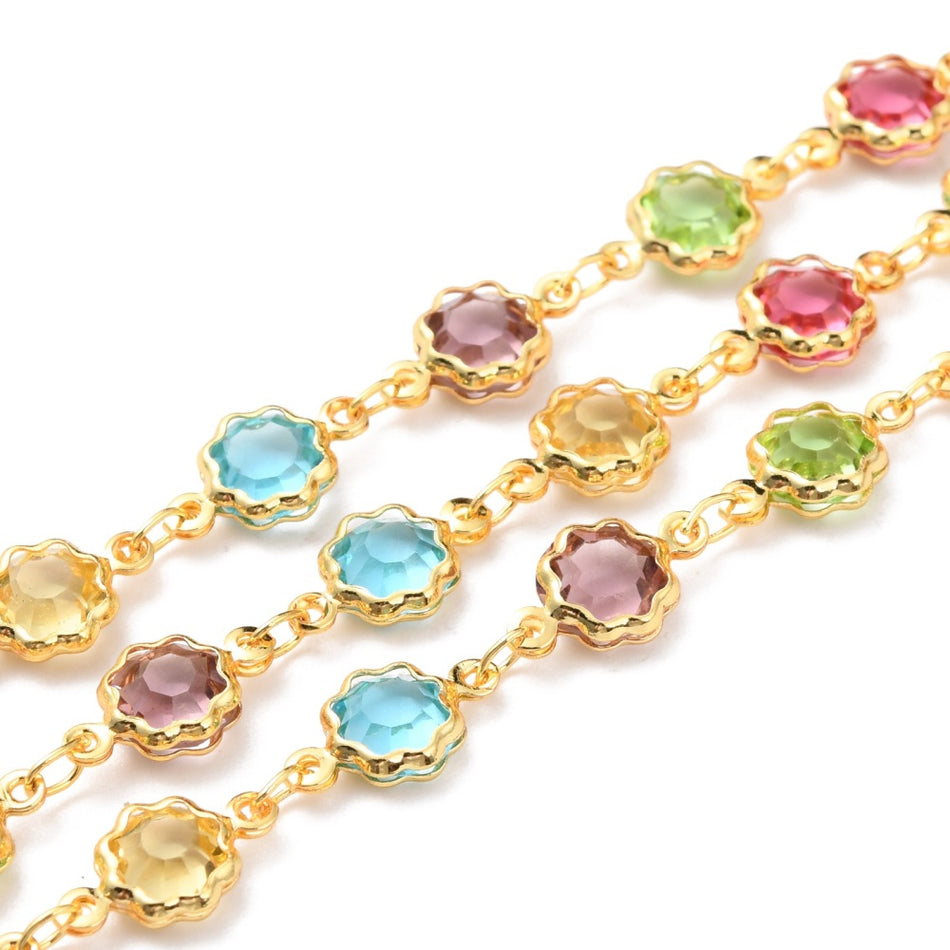 Gold-Plated Chain & Multi Flower, 1 foot