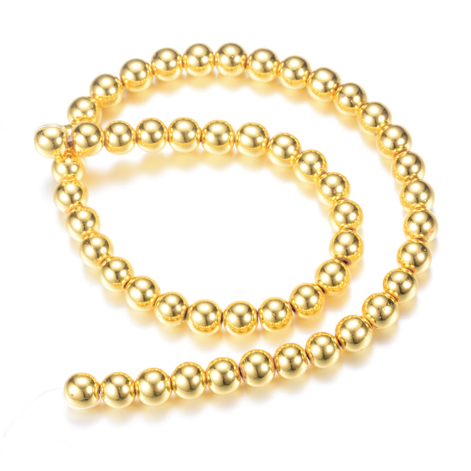 Round Hematite Gold Strand