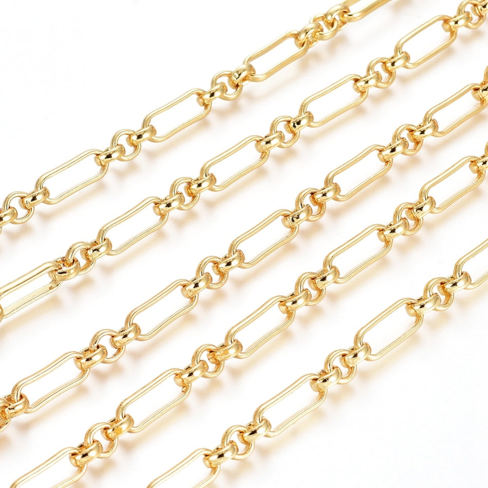 18k Gold-Plated Figaro Chain, 1 foot