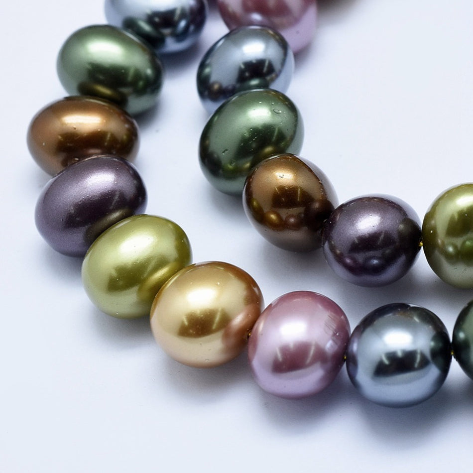 Mix Oval Shell Pearl Strand, 31pcs