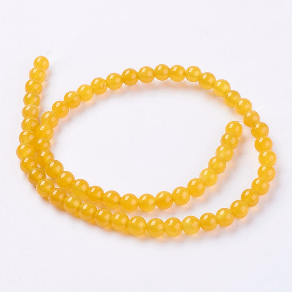 Dark Yellow Agate Strand, 62pcs