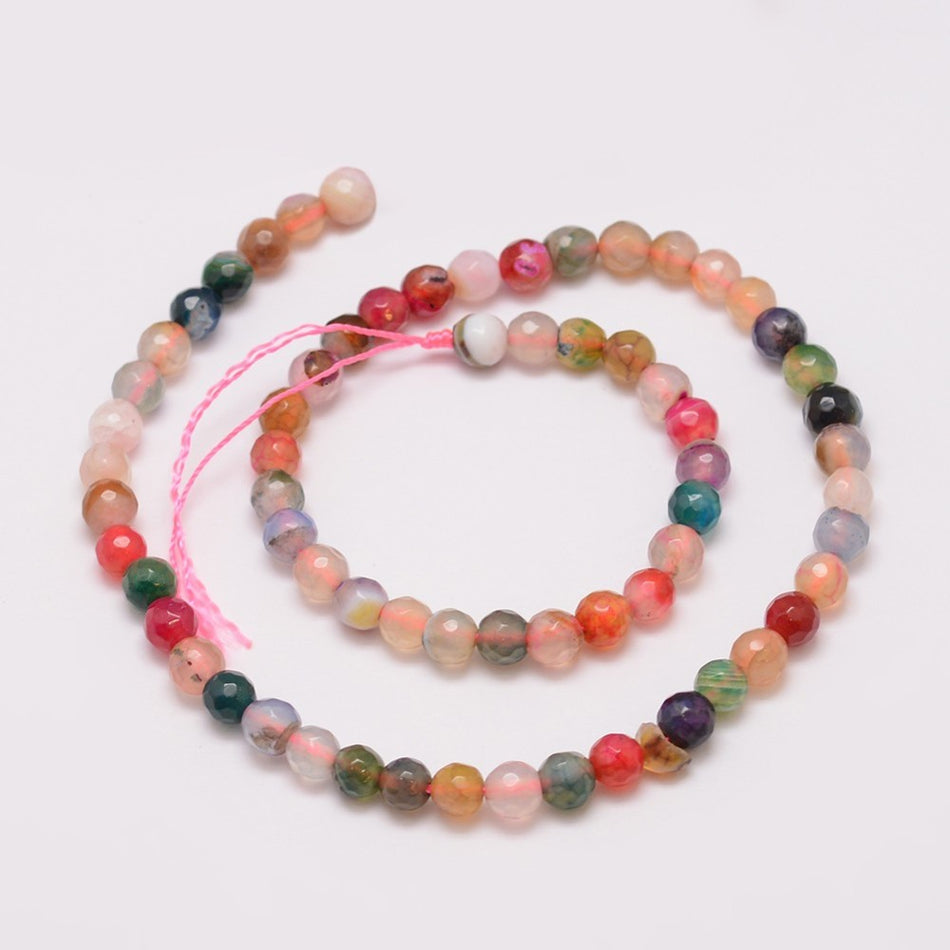 Multi-Color Faceted Agate Strand, 57pcs