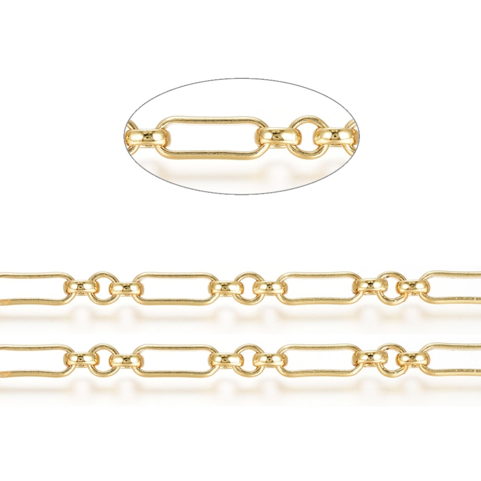 18k Gold-Plated Figaro Chain, 1 foot