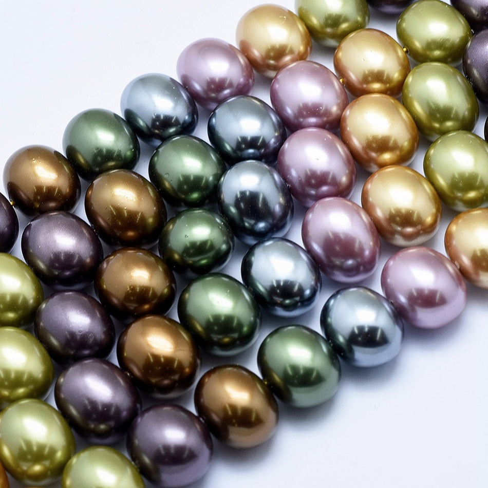 Mix Oval Shell Pearl Strand, 31pcs