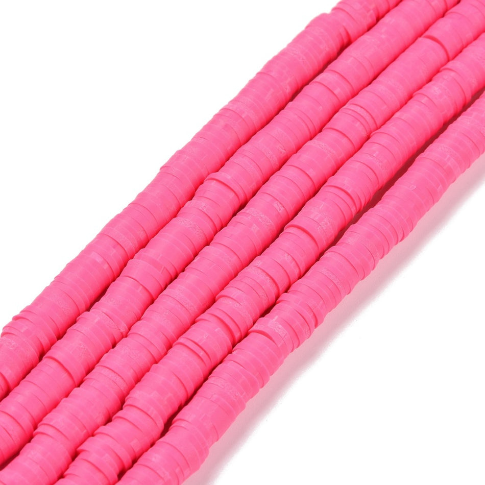 Pink Polymer Clay Strand, 8mm