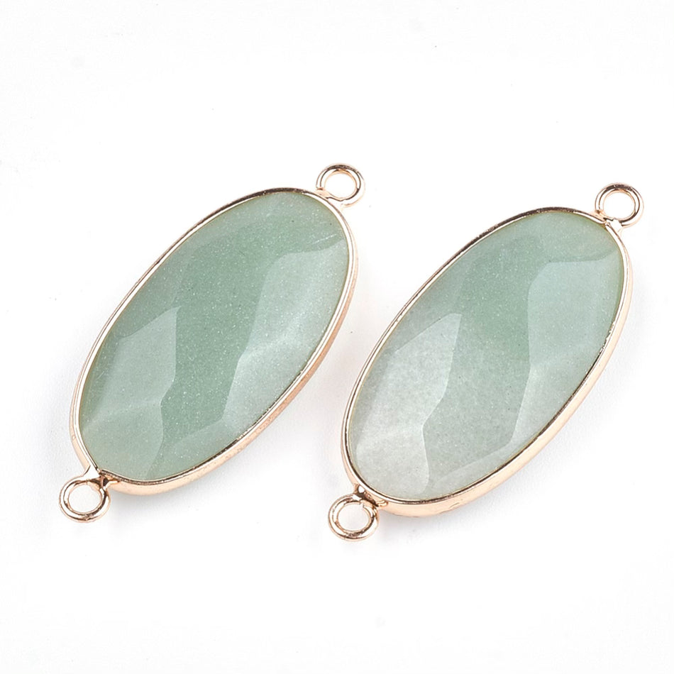 Pale Green Oval Connector, 1pc