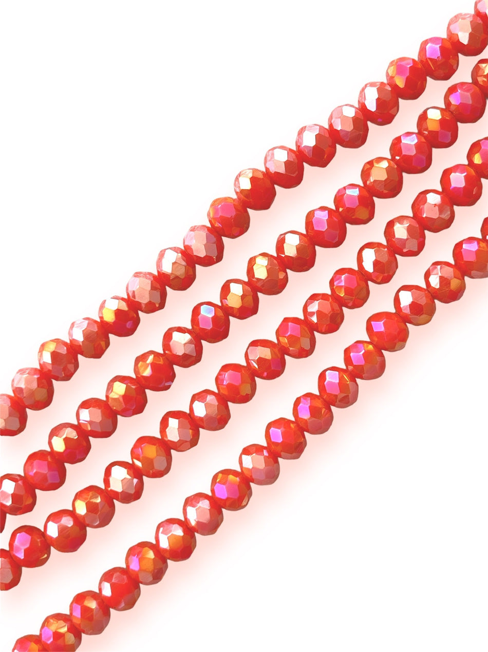 Red Orange Rondelle Crystal Strand, 8mm