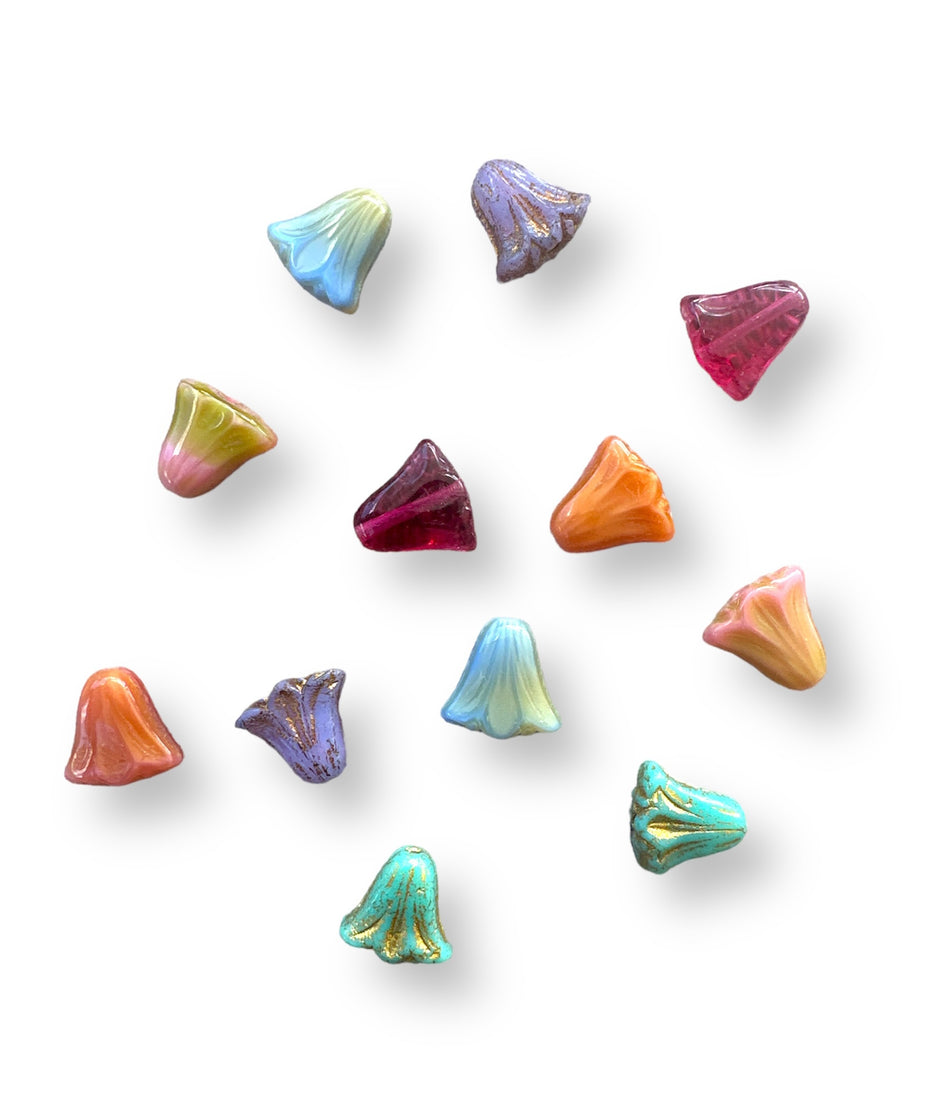 Small Crystal Tulip Bead Mix, 12pcs