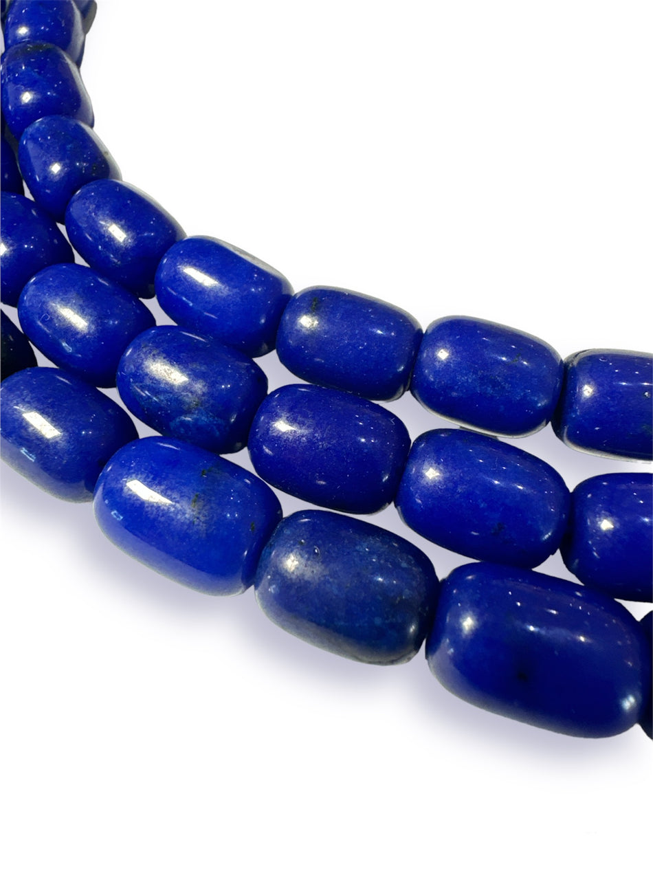 Large Blue Jade Tube Strand