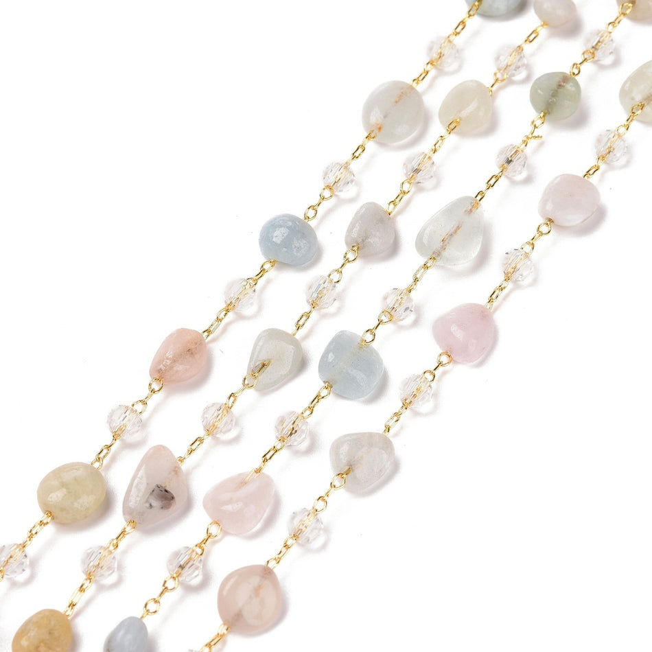 Morganite Bead Chain, 1 Foot