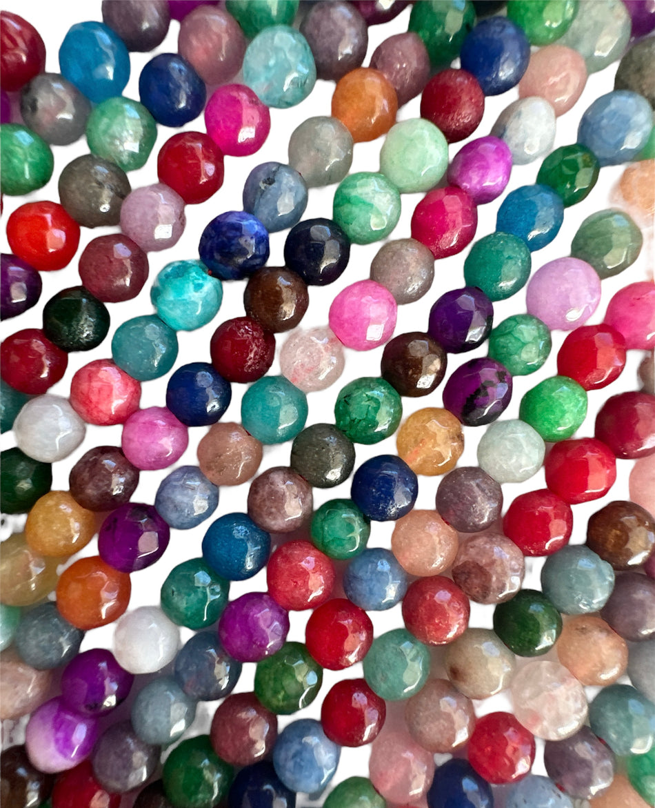 Multicolor Faceted Jade 6mm