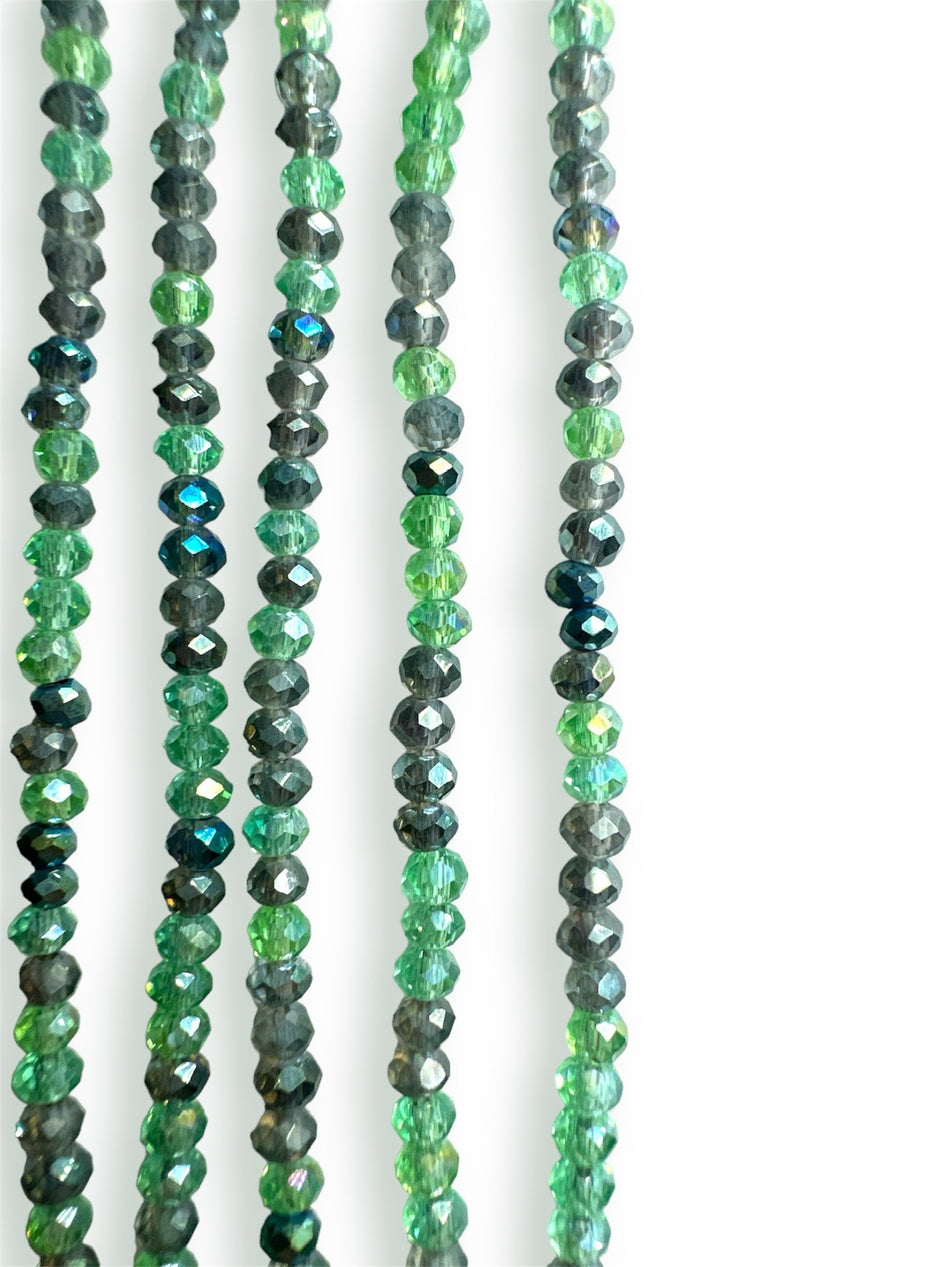 Mix Green Rondelle Crystal Strand, 3mm