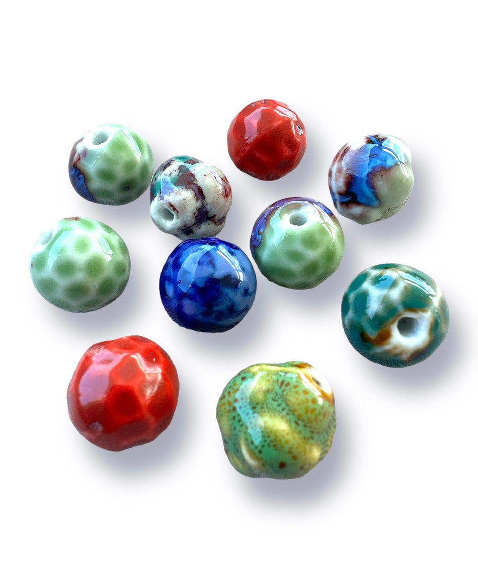 Round Porcelain Bead Mix, 10pcs