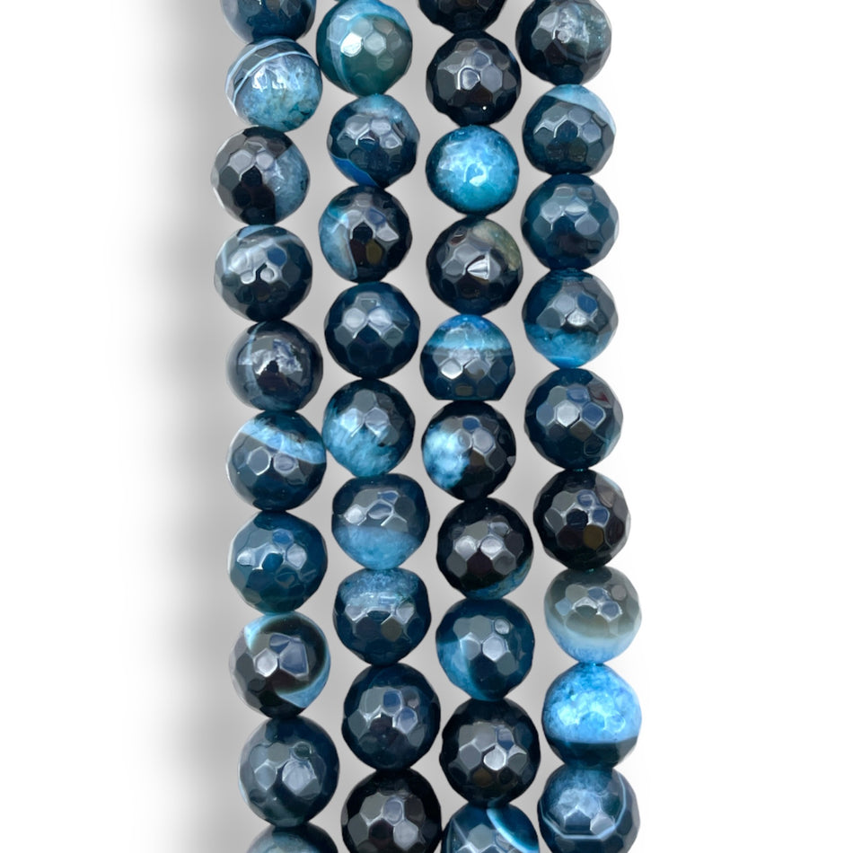 Blue Agate Beads Strand 12mm