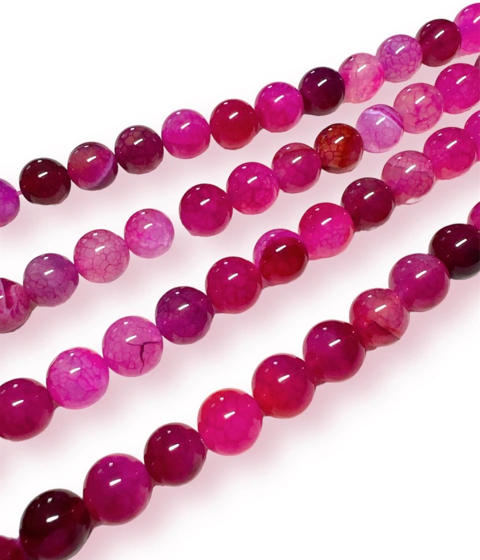 Fuchsia Agate Bead Strand