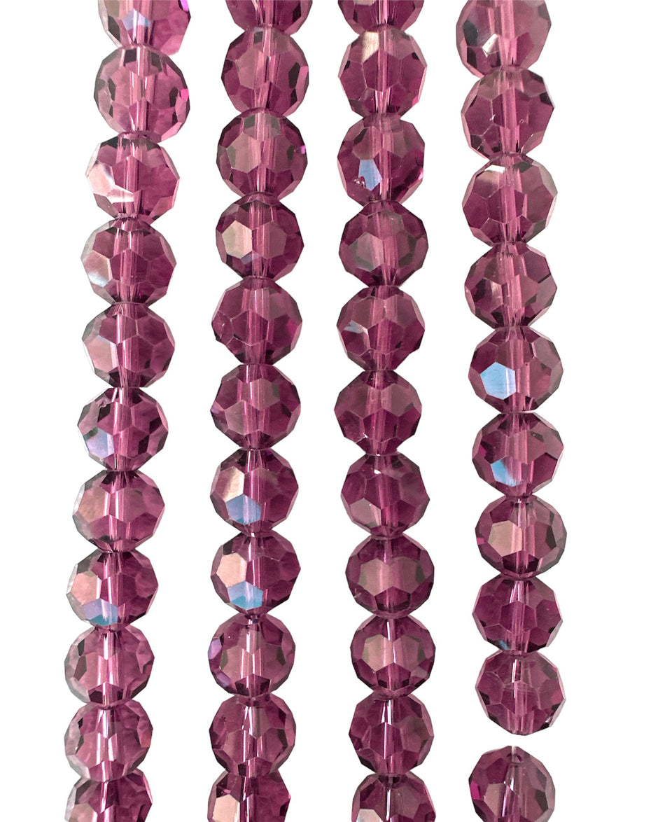 Violet Round Faceted Crystal Strand