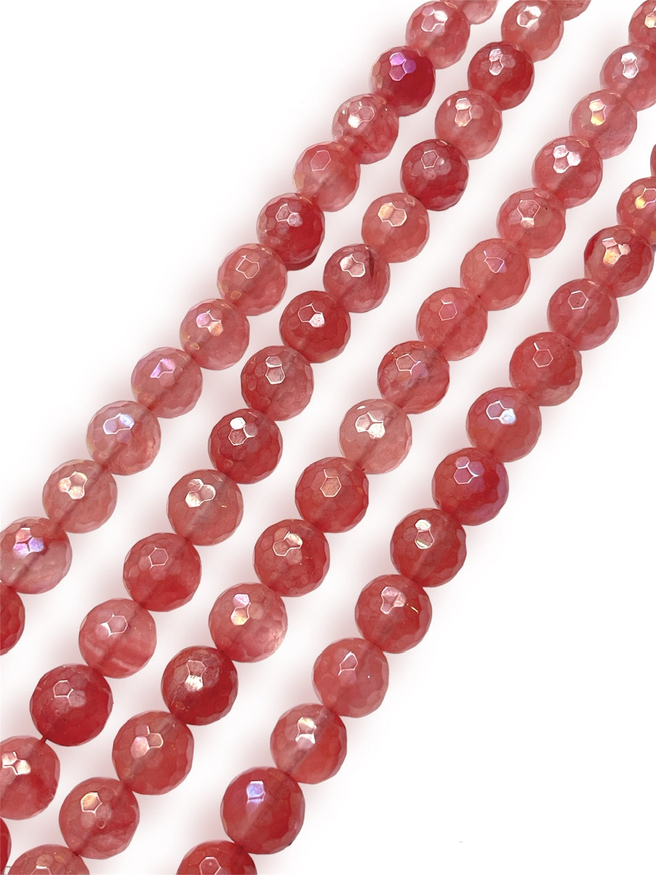 Electroplated Cherry Agate Strand, 12mm