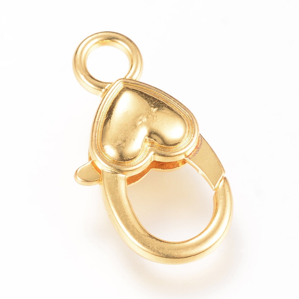 Cierre de langosta con forma de corazón relleno de oro, 2 piezas