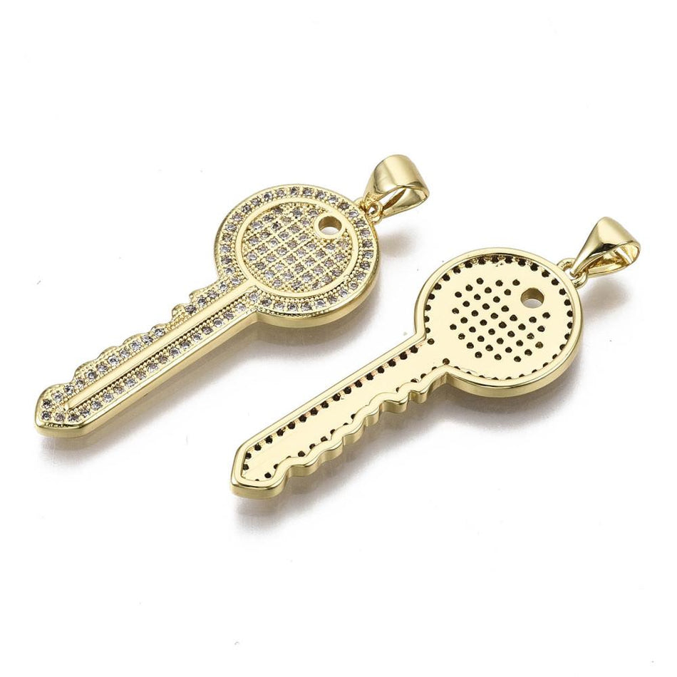 Gold Filled Rhinestone Key, 1pc