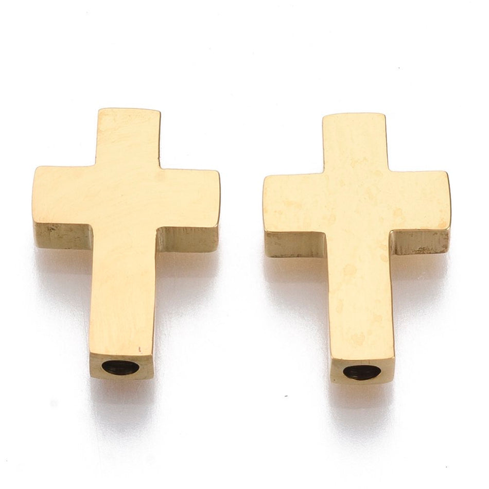 Stainless Steel Gold Cross, 1pc