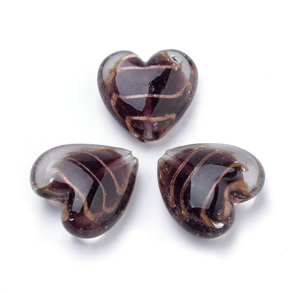 Lampwork Heart Beads 33mm, 1pc