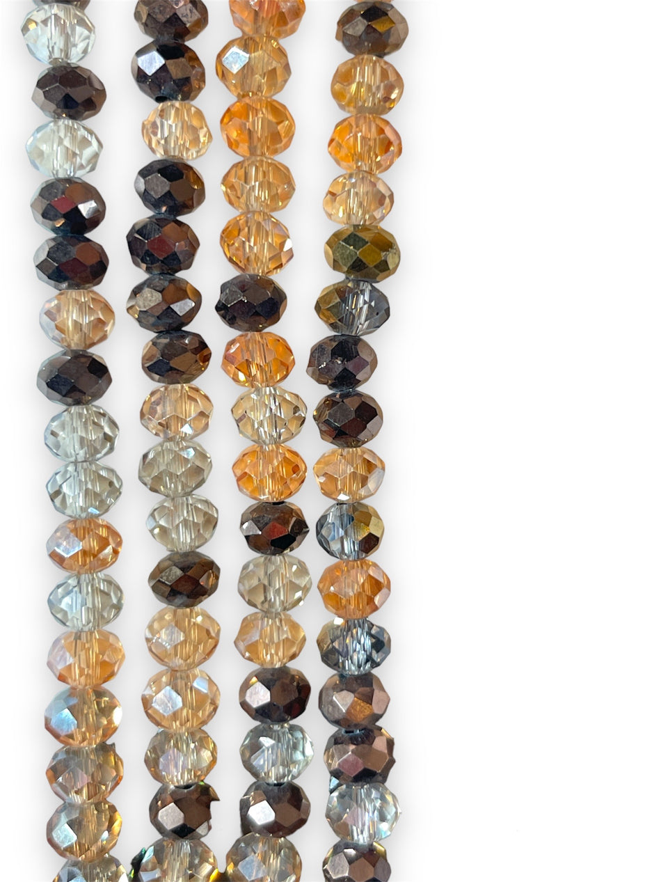 Faceted Beige Mix Rondelle Strand 4mm