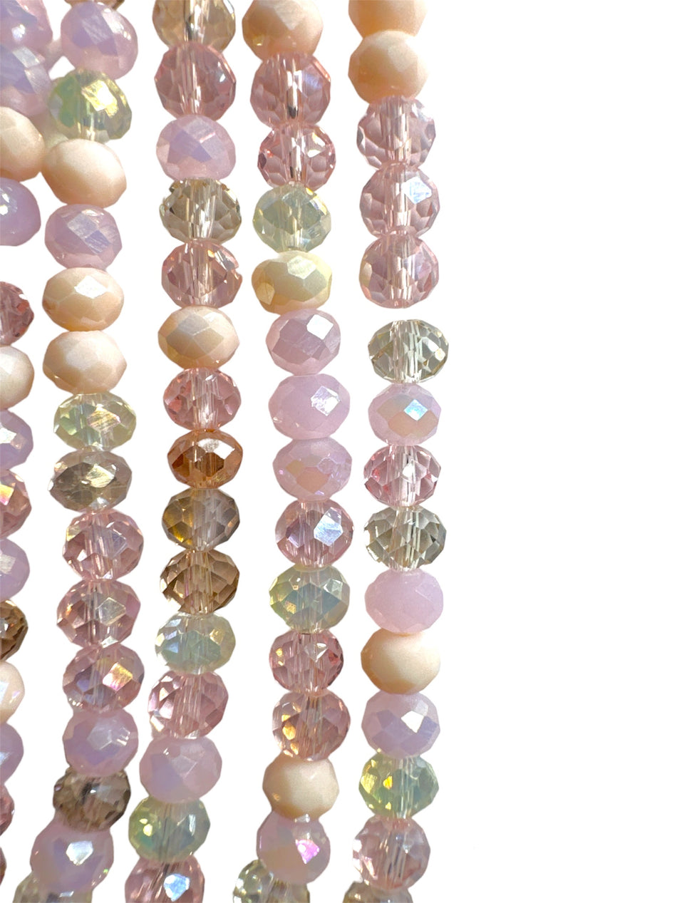 Faceted Pink Mix Rondelle Strand