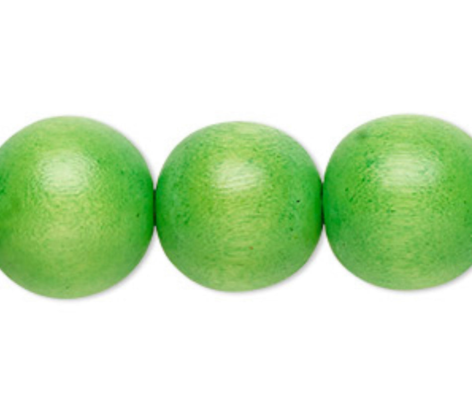 Hilo de cuentas de madera verde manzana, 26 piezas