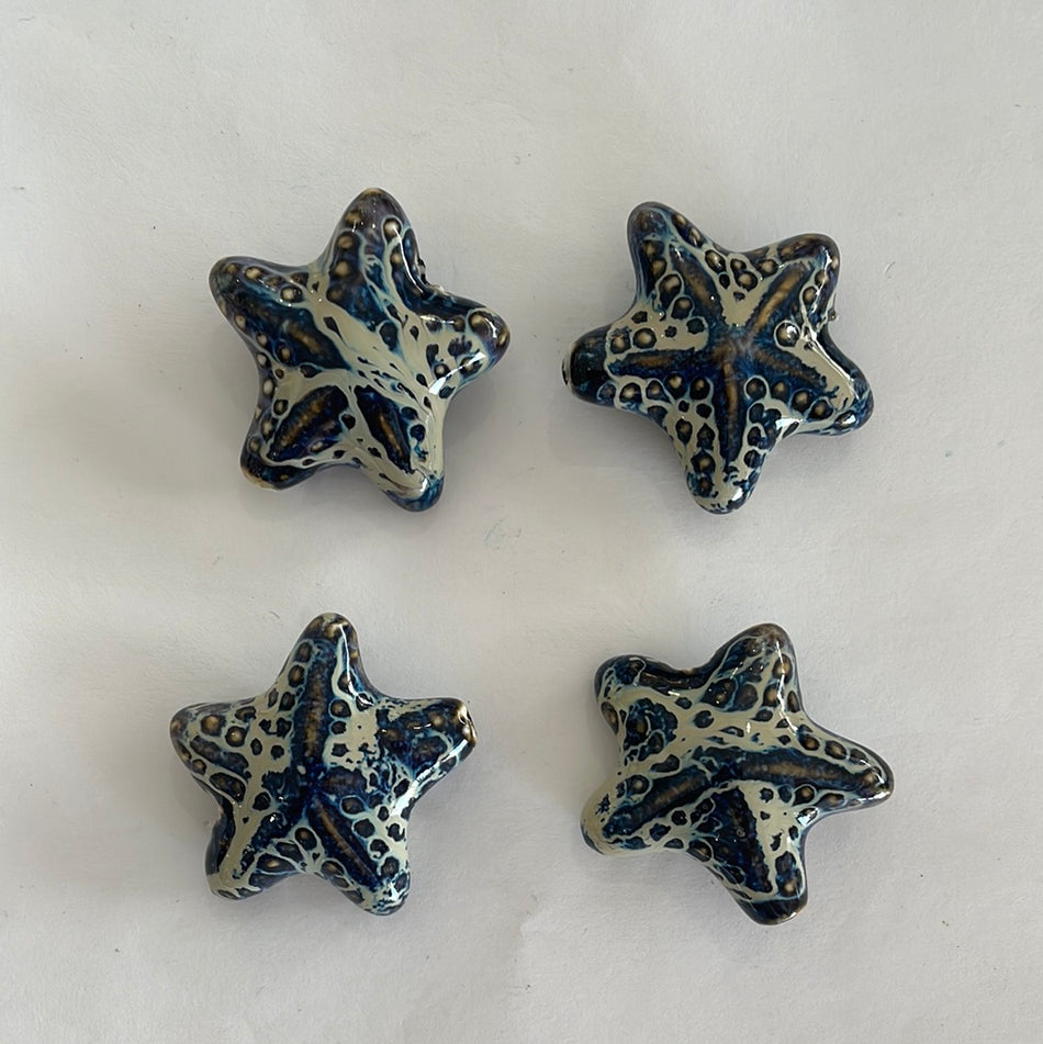 Dark Blue Ceramic Star, 4pcs