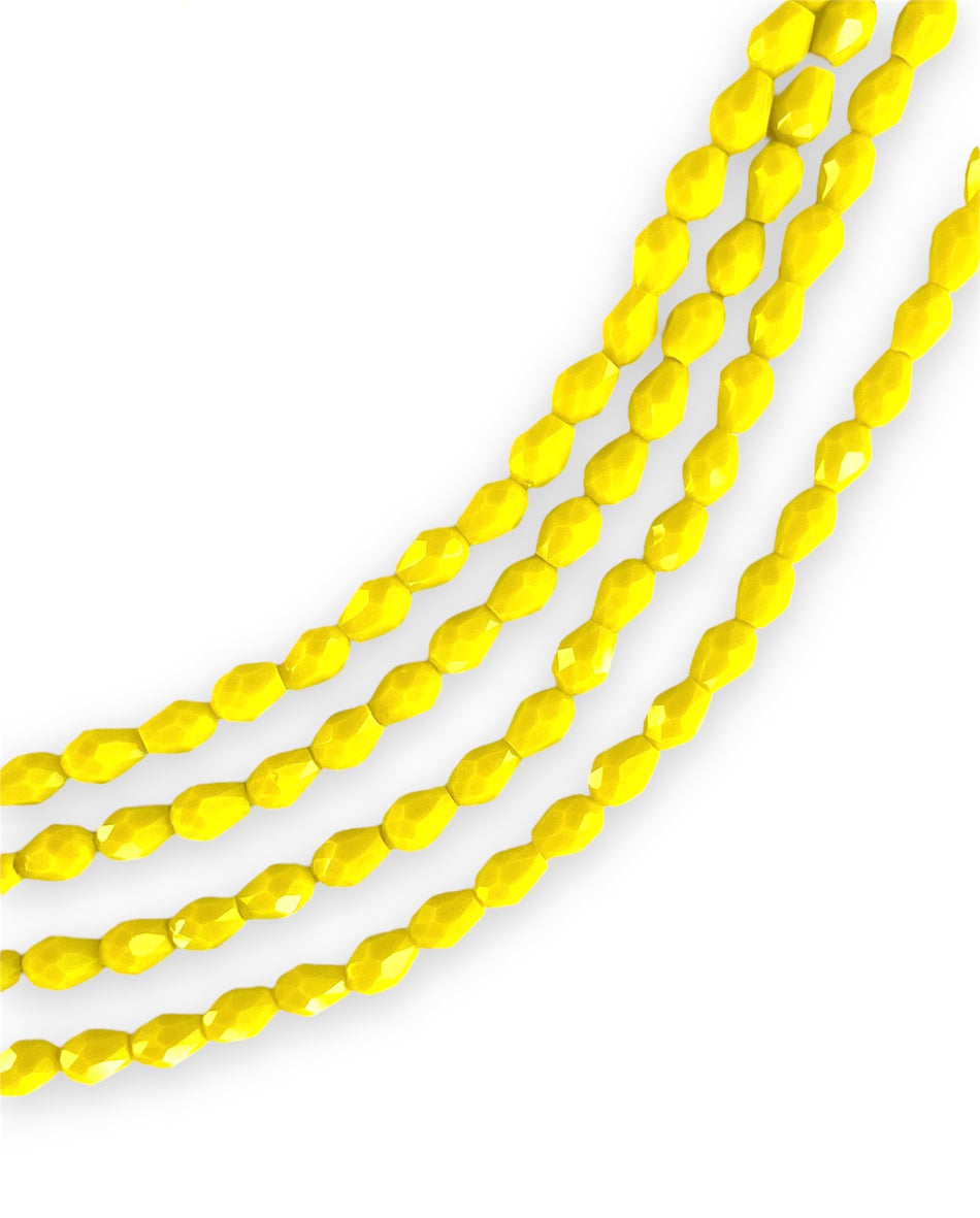 Faceted Yellow Crystal Drop 8mm 22” Strand