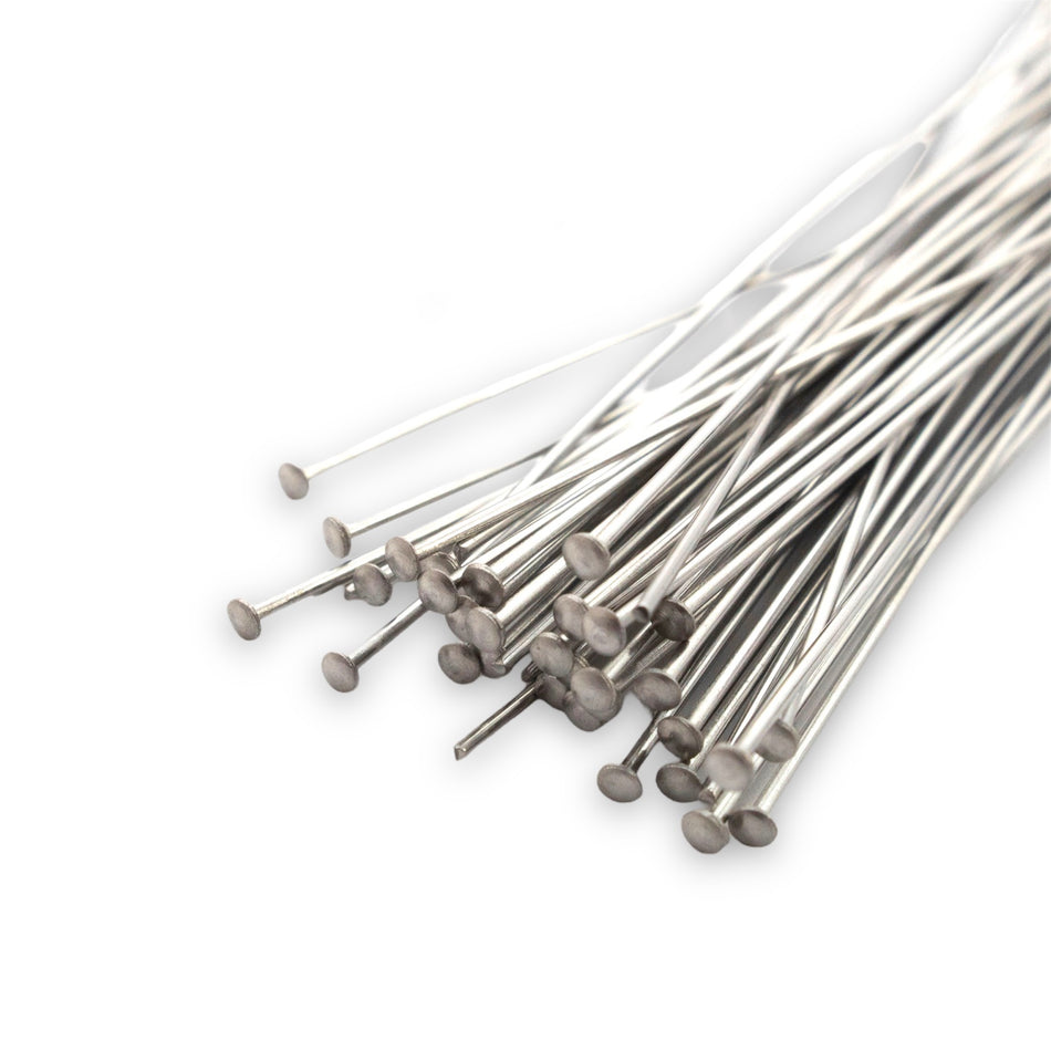 Silver Plated Head Pins, 100pcs